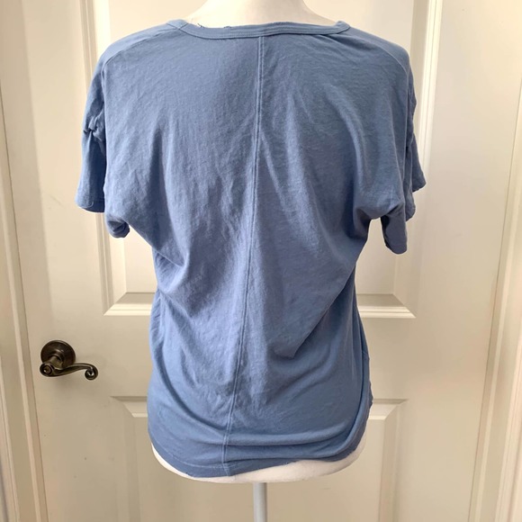 3/$15 NEW Marika Distressed V-neck 100% Cotton Tee Light Blue - Picture 5 of 8
